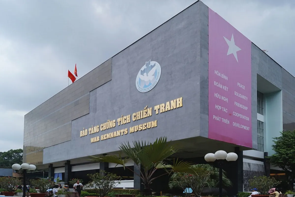 Exterior facade of the War Remnants Museum, a historic landmark in Ho Chi Minh City, Vietnam